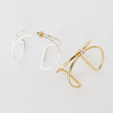 Load image into Gallery viewer, Handcrafted Jewelry-Square Cuff Bracelets with Mixed Metal Center Wrap
