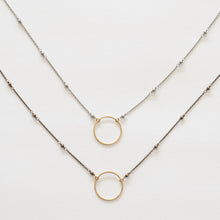 Load image into Gallery viewer, Handcrafted Jewelry-Medium Brass Circle Necklace on Beaded Chain
