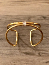Load image into Gallery viewer, Handcrafted Jewelry-Brass Square Cuff Bracelet with Silver Center Wrap
