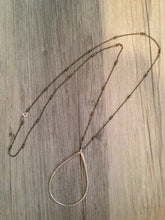 Load image into Gallery viewer, Handcrafted Jewelry-Silver Teardrop Necklace on Brass Beaded Chain
