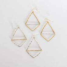 Load image into Gallery viewer, Handcrafted Jewelry-Geometric Hoop Earring with mixed metal bar
