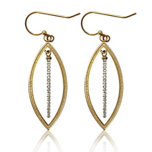 Load image into Gallery viewer, Brass Hoop/Silver Beaded Bar Earrings
