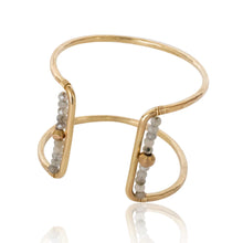 Load image into Gallery viewer, Square Cuff Bracelet-Labradorite/Metal Bead
